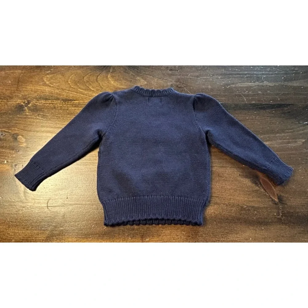 Ralph Lauren Polo Bear Cotton Sweater Kids Size 2 Scalloped Trim Preppy Classic